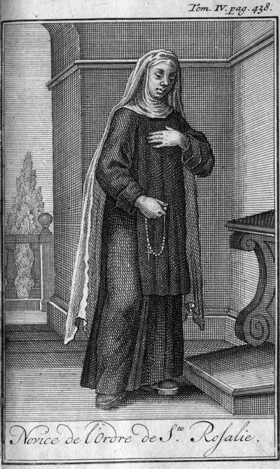 Orden religiosa. Novicia de la Orden de Santa Rosalía en Palermo en Sicilia en el siglo XVII. De la 