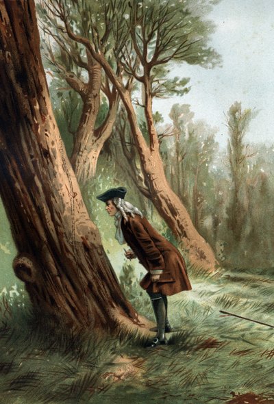 René Antoine Ferchault de Réaumur (1683-1757), físico y naturalista francés, estudiando la moral de las orugas. después de “La Ciencia y sus Hombres por Louis Figuier”. Barcelona 1881 de Unknown artist