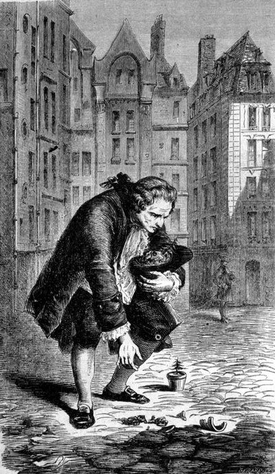 Representación de Bernard de Jussieu introduciendo un cedro del Líbano en Francia en 1734. Grabado de Unknown artist