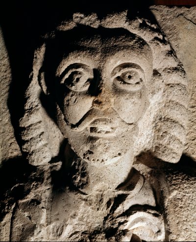 Representación de Federico I de Hohenstaufen (1122-1190) conocido como Federico Barbarroja, Rey de Alemania y Emperador Alemán. Relieve en piedra. Museo del Castillo de Milán de Unknown artist