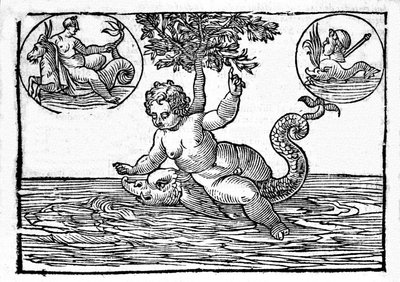 Representación de Ino, dios del mar, y su hijo Palemon. Grabado de “Mythologiae sive explicationes fabularum” de Natalis Comitis. 1637 de Unknown artist