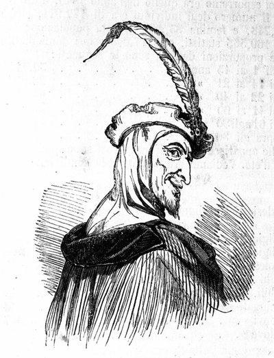 Representación de Mefistófeles (Mefisto), personaje de la leyenda de Fausto. Grabado del siglo XIX. de Unknown artist
