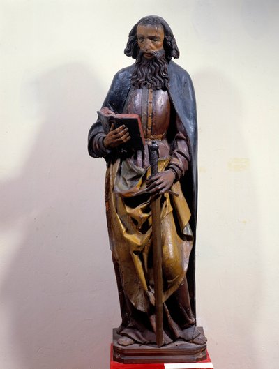 Representación de San Pablo sosteniendo un libro en la mano. Escultura de madera policromada. Siglo XV de Unknown artist