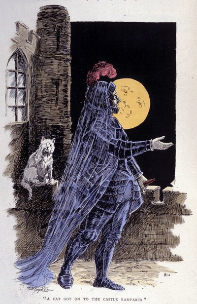 Representación de un fantasma en una noche de luna llena. Grabado de 1894 de Unknown artist
