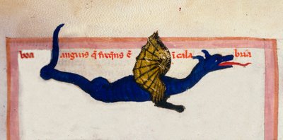 Representación de un dragón alado en miniatura tomada de 
