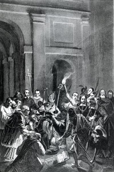 Representación de una escena de exorcismo. Ilustración del siglo XIX de Unknown artist