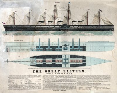Representación del barco británico Great Eastern, primer transatlántico gigante, inaugurado en 1858 diseñado por Isambard Kingdom Brunel de Unknown artist