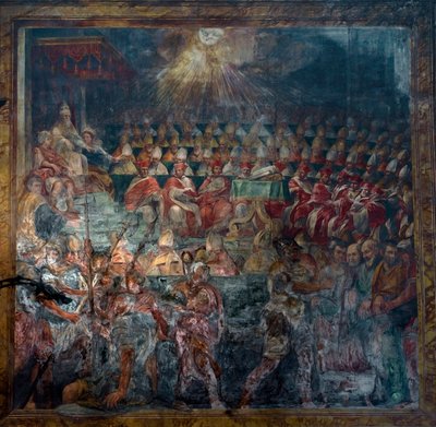Representación del Primer Concilio de Nicea, Primer Concilio Ecuménico, en 325 de Unknown artist