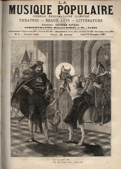 Representación de la canción popular francesa “Rey Dagoberto” representando al Rey Dagoberto I (circa 600-639) y San Eloy de Noyon (ca. 588-660): “El Buen San Eloy” de Unknown artist