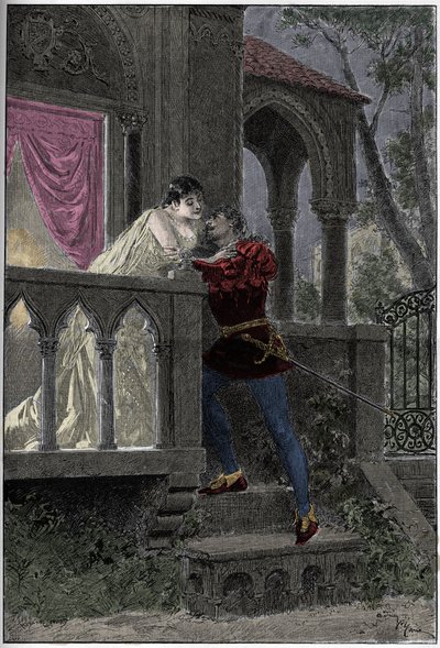 Representación de la ópera "Romeo y Julieta" de Hector Berlioz en la Ópera de París. Grabado de 1888. de Unknown artist