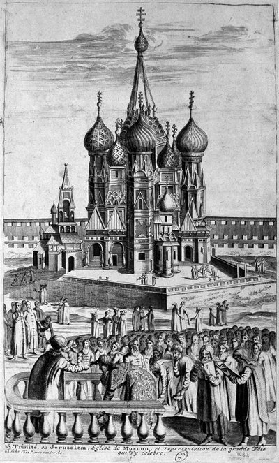 Representación de la Iglesia de la Trinidad en Moscú en un grabado del siglo XVII de Unknown artist