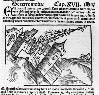 Representación del terremoto en el siglo XVI de Unknown artist