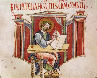 Representación del evangelista San Marcos (miniatura de un manuscrito de los monjes benedictinos 