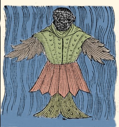 Representación del monje marino, pez imaginario y monstruo marino. Grabado de “Prodigiorum ac ostentorum chronicon” de Conrad Lycosthenes (Konrad Wolffhart) de Unknown artist