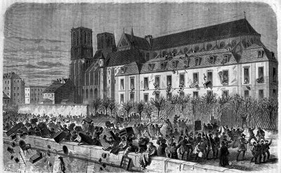 Revolución de 1830: Saqueo del Arzobispado en París el 15 de febrero de Unknown artist