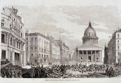 Revolución de 1848: Ataque al Panteón el 24 de junio de 1848 - en “Historia Popular Contemporánea” de Unknown artist
