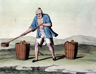 Cultivo de arroz en China. Impresión del siglo XIX de Unknown artist