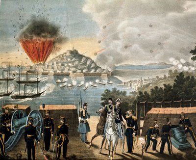 Risorgimento - Expedición de los Mil o Camisas Rojas por Giuseppe Garibaldi - Sitio de Gaeta, Italia de Unknown artist