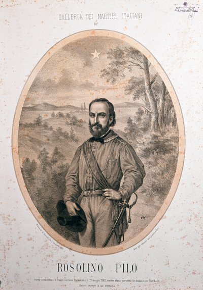 Risorgimento: Retrato del patriota italiano Rosolino Pilo (1820-1860) de Unknown artist