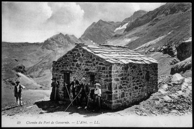 Camino al puerto de Gavarnie: el refugio (refugio de montaña) - postal, finales del siglo XIX de Unknown artist