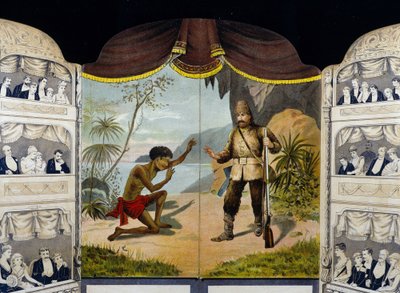 Robinson Crusoe se encuentra con Viernes de Unknown artist