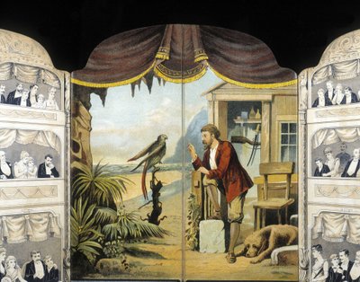 Robinson Crusoe con su loro, circa 1890. Novela de Daniel Defoe (1660 - 1731) de Unknown artist