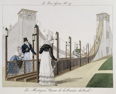 Montaña rusa en la Barrière du Roule, principios del siglo XIX "Le Bon genre", No. 97 de Unknown artist