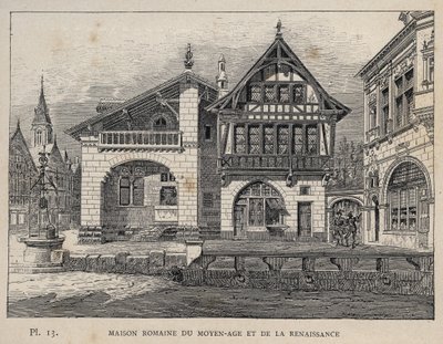 Casa romana de la Edad Media y el Renacimiento - grabado de 1889 en 