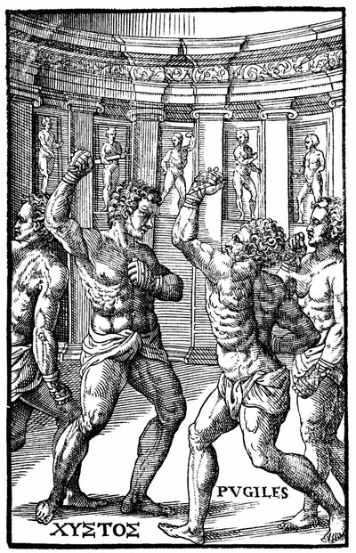 Luchadores romanos - en "Hieronymi Mercurialis de Arte Gymnastica", edición de Venecia de Unknown artist