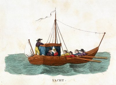Paseo romántico de una pareja a bordo de un yate de Unknown artist