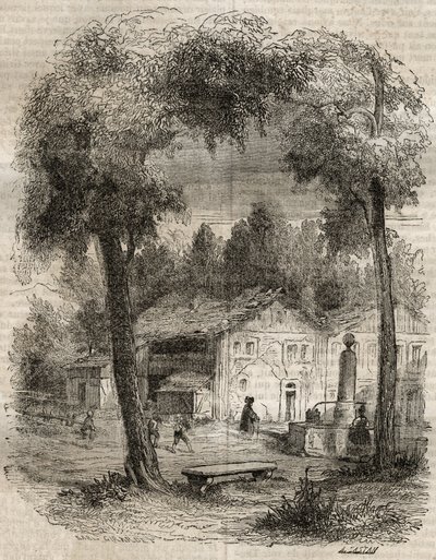 Rousseau en Motiers (Cantón de Neuchatel) - Ilustración para las "Confesiones" de Jean-Jacques Rousseau (1712-1778) - grabado de 1849 de Unknown artist