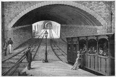 Ruta del ferrocarril de Lyon a la Croix Rousse - grabado en “Journal des voyages” 1884 de Unknown artist