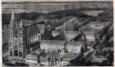 Casa Real de Saint-Louis (Casa de Educación de la Legión de Honor) en Saint Denis cerca de la Catedral - Grabado alrededor de 1867 de Unknown artist