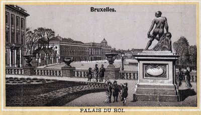 Palacio Real de Bruselas, Bélgica. Cromolitografía de finales del siglo XIX de Unknown artist