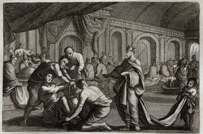 Biblia de Royaumont, Nuevo Testamento: Vestido de novia. Parábola de un Rey que hizo la boda de su hijo, de la cual rechazó a un hombre que no tenía el vestido de novia. Ilustración de 1811. de Unknown artist