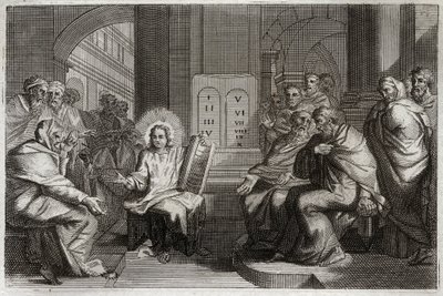 Biblia de Royaumont, Nuevo Testamento: Jesús en el Templo entre los Doctores. de Unknown artist