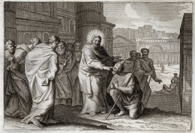 Biblia de Royaumont, Nuevo Testamento: El ciego. Jesucristo cura milagrosamente al ciego. Ilustración de 1811. de Unknown artist
