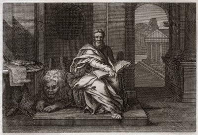 Biblia de Royaumont, Nuevo Testamento: El evangelista San Marcos con el león. Ilustración de 1811. de Unknown artist