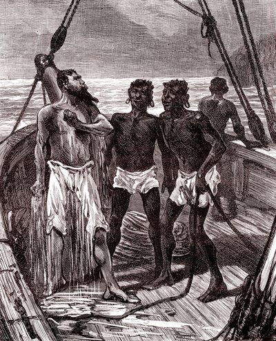 Transporte de caucho en el río Maroni, Guayana de Unknown artist