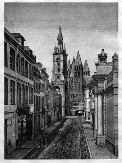 Rue Saint Martin (Abadía Saint Martin) en Tournai en Bélgica en 1882 de Unknown artist
