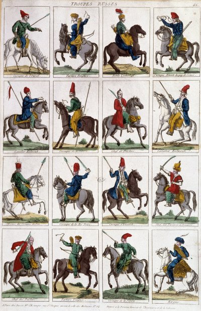 Jinetes del ejército ruso - grabado de Unknown artist