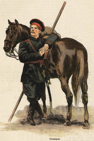 Traje de cosaco ruso. Grabado del siglo XIX. Colección Bianchetti. de Unknown artist