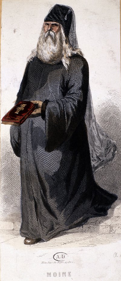 Monje ortodoxo ruso. Grabado de Unknown artist