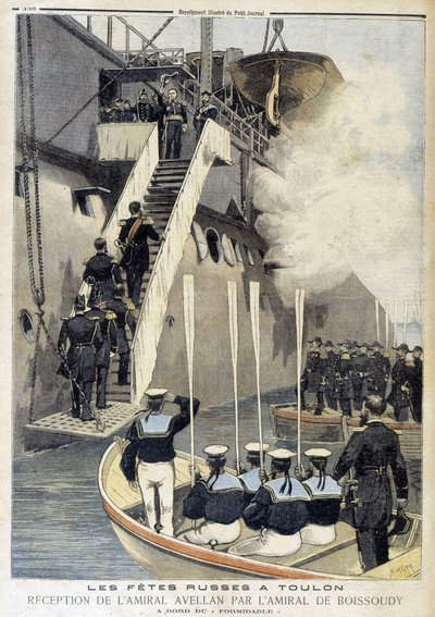 Fiestas rusas en Toulon: recepción del almirante Avellan por el almirante de Boissoudy - en “Le Petit Journal” de Unknown artist