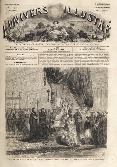 Archimandrita Sagrada de Bulgaria en la Capilla Sixtina en Roma por el Papa Pío IX 1861 - El Ilustre Universo en 1861 de Unknown artist