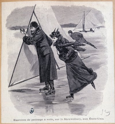 Ejercicio de navegación, en el Shrewsbury, EE.UU., circa 1890 - grabado, finales del siglo XIX de Unknown artist