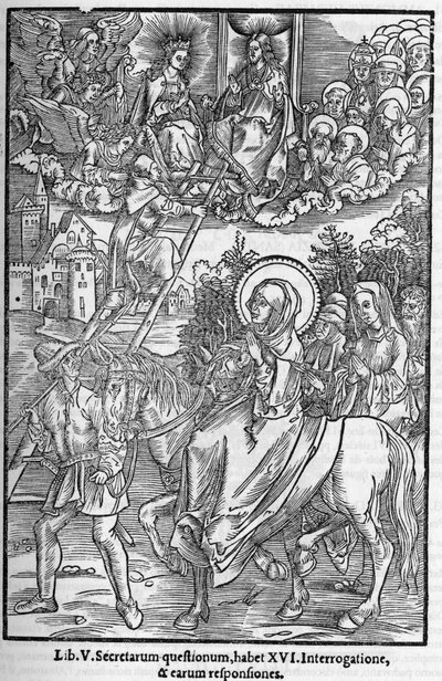 Santa Brígida de Suecia (1303-1373). Viuda, fundadora de la Orden del Santísimo Salvador. (grabado en “Memoriale effigiatum librorum prophetiarum seu visionum” 1556) de Unknown artist