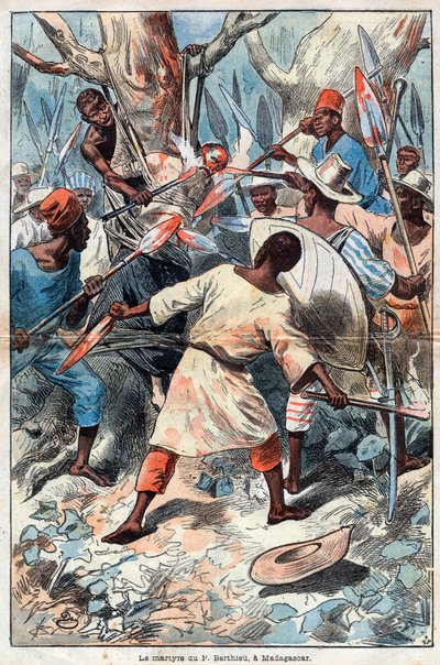 San Padre Jacques Berthieu primer mártir de Madagascar - El mártir de Jacques Berthieu (1838-1896) (San Jacques Berthieu) misionero jesuita en Madagascar - Fue el primer Beato y Mártir de Madagascar - Grabado de 1896 de Unknown artist