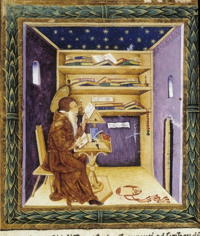 San Jerónimo escribiendo - miniatura de Unknown artist