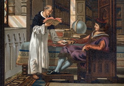San Luis (1214-1270), Rey de Francia, y su consejero San Vicente de Beauvais (v.1190-1264), después de “La Ciencia y sus Hombres por Louis Figuier”. Barcelona 1881. de Unknown artist
